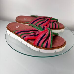 BP Slide Sandals Size 9 M Criss Cross Straps Fabric Platform